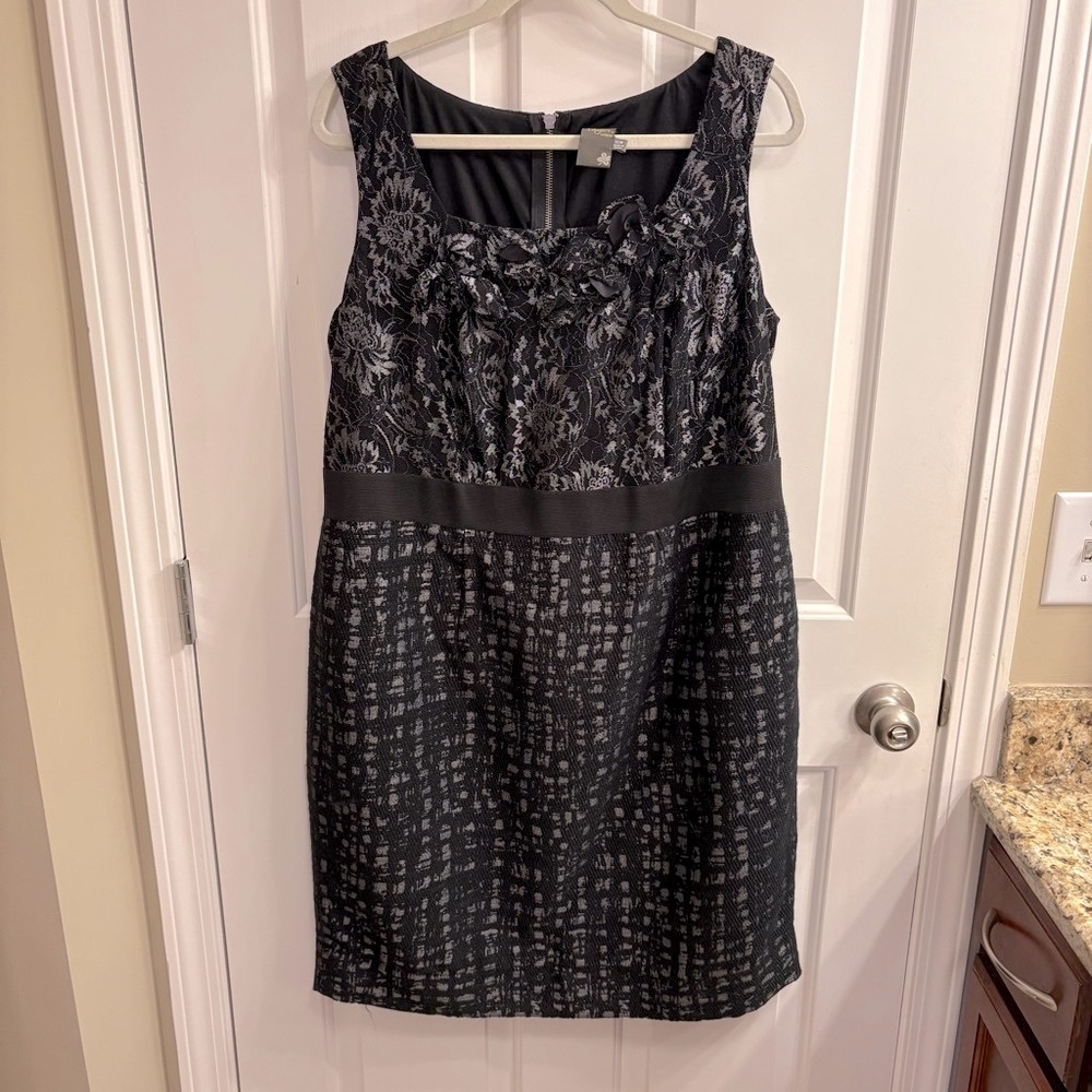 Taylor Elegant Black and Silver Women's Dress, 16W